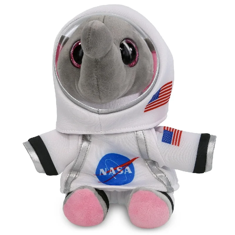 DolliBu Big Eye Elephant Astronaut Plush Toy with Helmet and NASA Suit - 8 inches