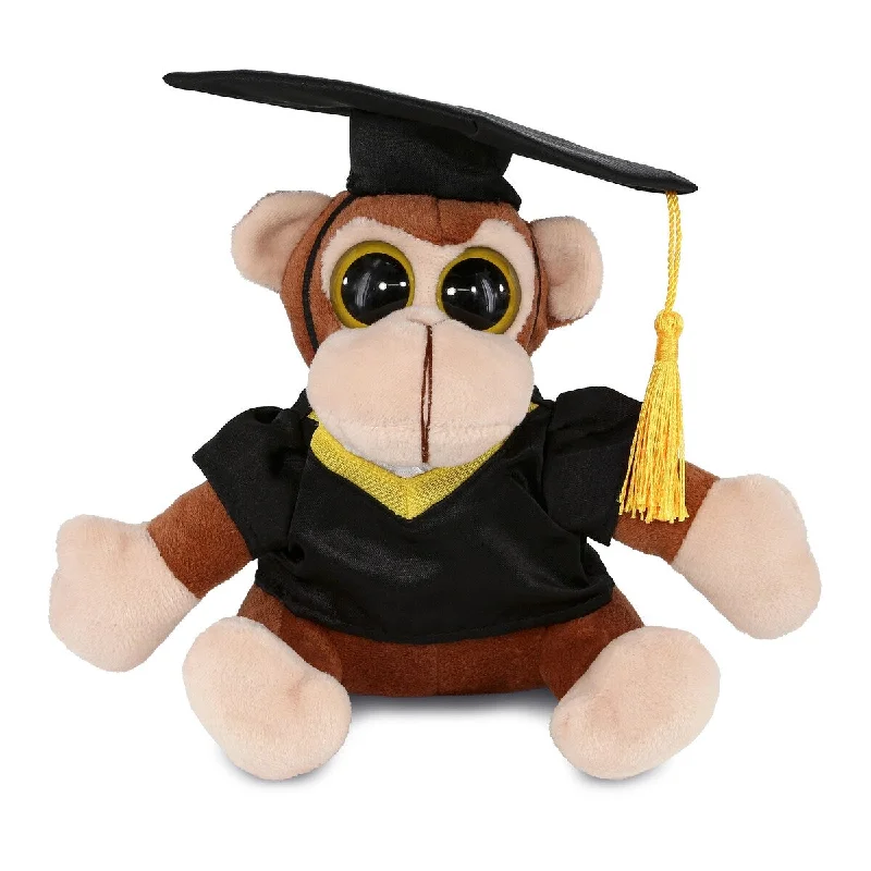 DolliBu Big Eye Monkey Graduation Plush Toy with Gown and Cap - 8 inches