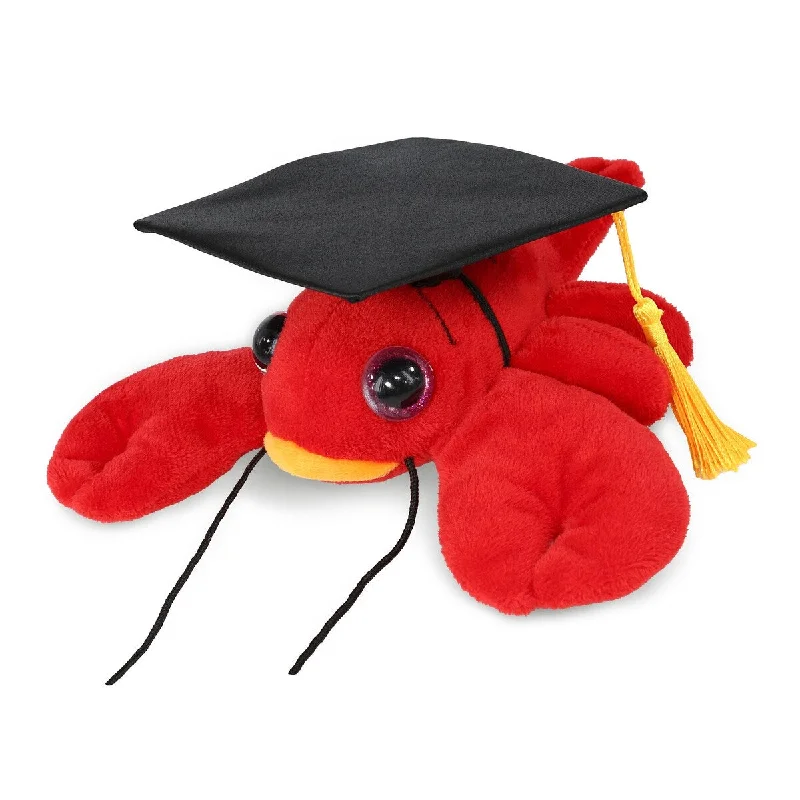 DolliBu Big Eye Red Lobster Graduation Plush Toy with Graduation Cap - 6 inches