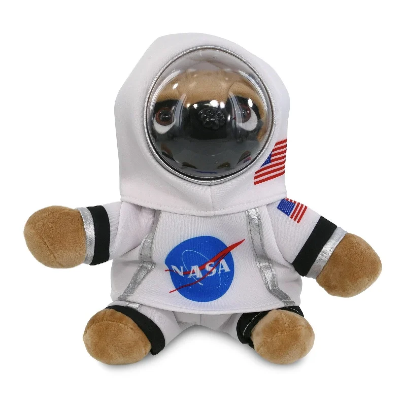 DolliBu Big Eyed Pug Dog Astronaut Plush Toy with Helmet and NASA Suit - 9 inches