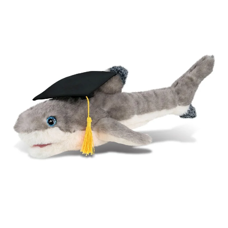 DolliBu Blacktip Reef Shark Graduation Plush Toy with Graduation Cap - 16.5 inches