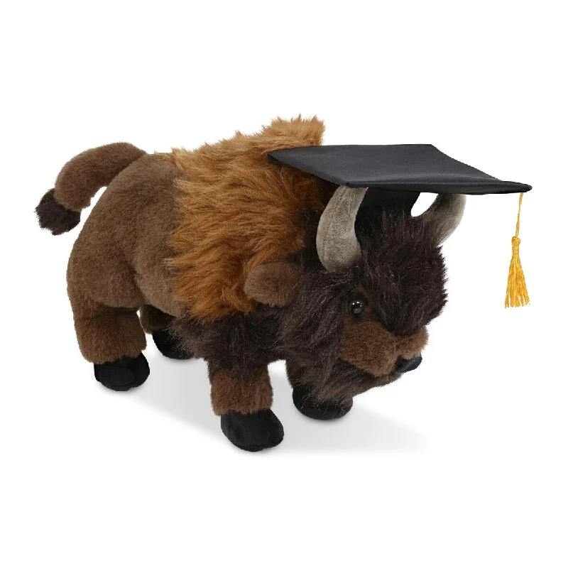 DolliBu Buffalo Graduation Plush Toy with Graduation Cap with Tassel - 13 inches