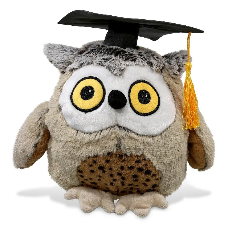 DolliBu Fat Brown Owl Graduation Plush Toy with Cap with Tassel Outfit - 10 inches