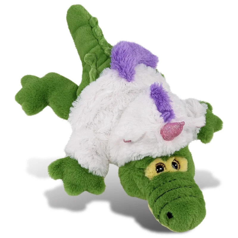 DolliBu Green Alligator Unicorn Plush Stuffed Animal Toy with Outfit - 14 inches