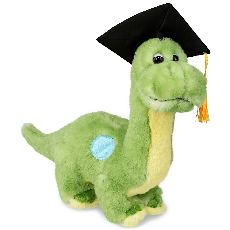 DolliBu Green Dinosaur Graduation Plush with Gown and Cap with Tassel - 10 inches