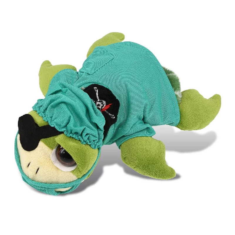 DolliBu Green Pirate Sea Turtle Doctor Plush w/ Scrub Uniform and Cap - 10.5 inches