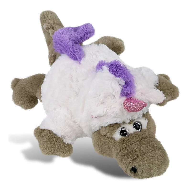 DolliBu Grey Alligator Unicorn Plush Stuffed Animal Toy with Outfit - 14 inches