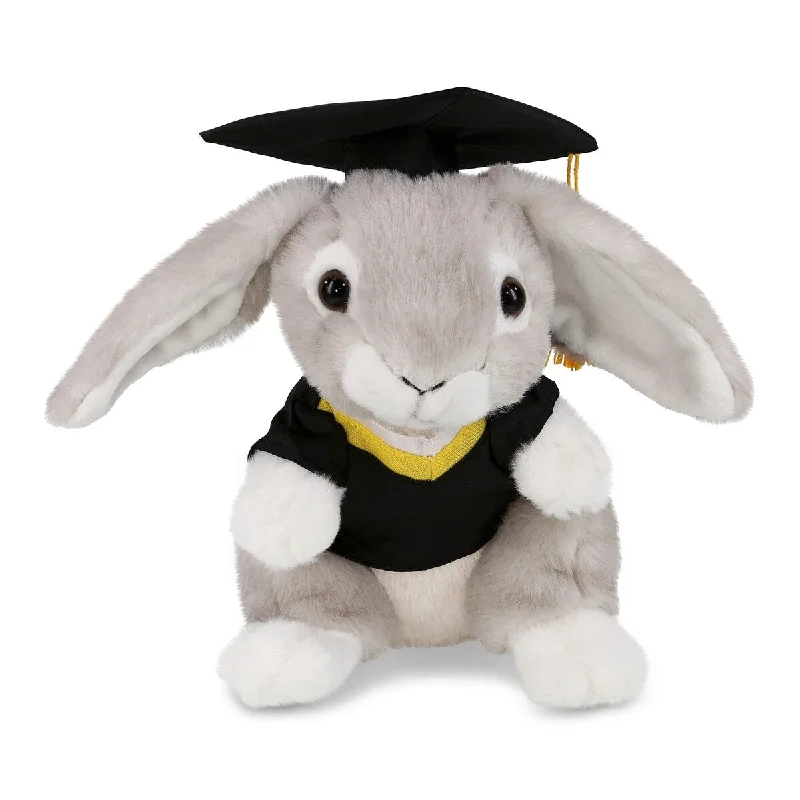 DolliBu Grey Rabbit Graduation Plush Toy with Gown and Cap with Tassel - 6.5 inches