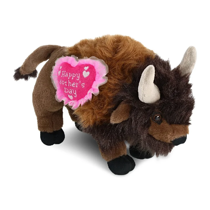 DolliBu Happy Mother’s Day Super Soft Plush Buffalo With Pink Heart - 12 inches