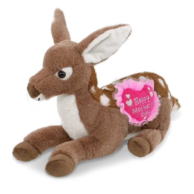 DolliBu Happy Mother’s Day Super Soft Plush Fawn Deer With Pink Heart - 10 inches