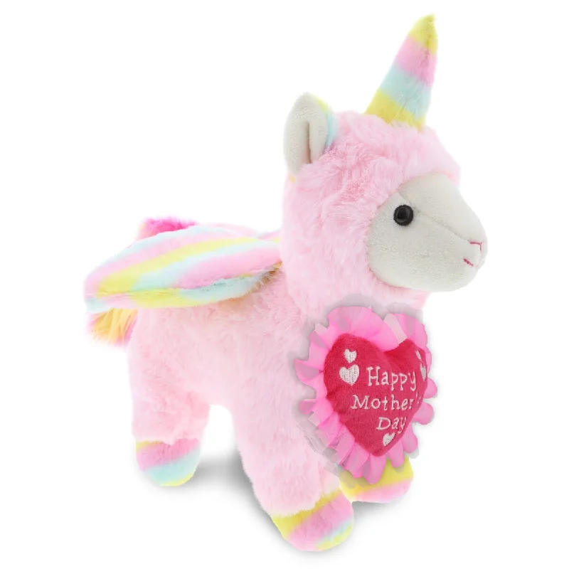 DolliBu Happy Mother’s Day Super Soft Plush Pink Flying Llama Unicorn - 11 inches