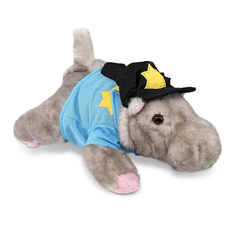 DolliBu Hippo Police Officer Plush Toy with Cop Uniform and Cap - 11 inches