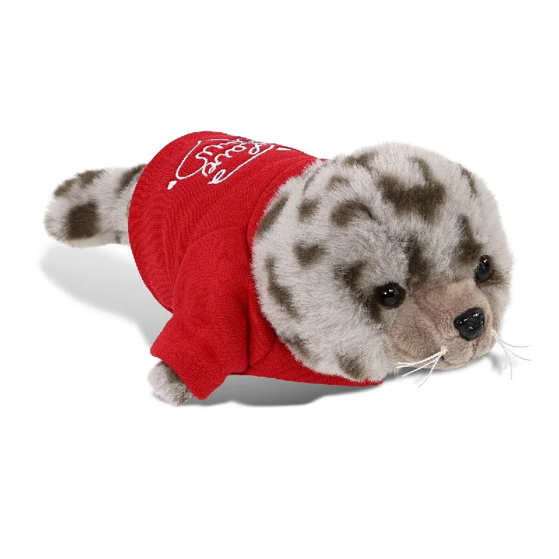 DolliBu I LOVE YOU Super Soft Cute Seal Plush with Red Shirt - 10 inches