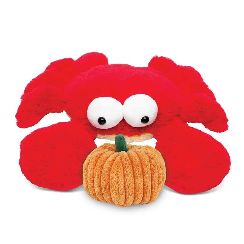 DolliBu Large Googly Eyes Red Crab Stuffed Animal with Pumpkin Decor - 14 inches