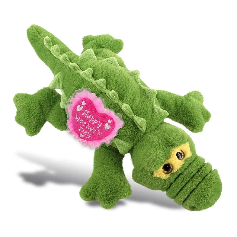 DolliBu Mother’s Day Soft Plush Large Green Alligator With Pink Heart - 17 inches