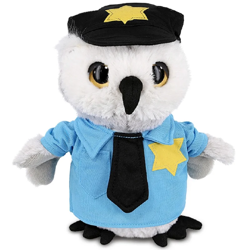 DolliBu Owl Police Officer Plush Toy with Cute Cop Uniform and Cap - 8.5 inches