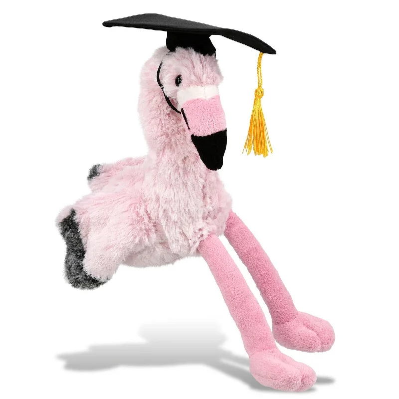 DolliBu Pink Flamingo Graduation Plush with Graduation Cap with Tassel - 10 inches