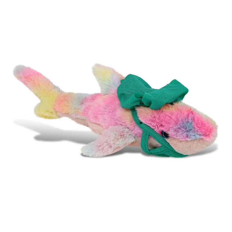 DolliBu Rainbow Shark Doctor Plush Toy with Scrub Uniform and Cap - 14 inches