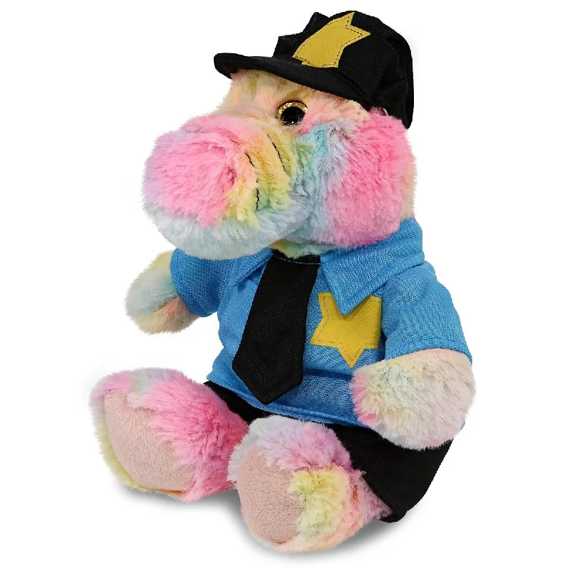 DolliBu Rainbow Sitting Alligator Police Officer Plush w/ Cop Uniform - 9 inches