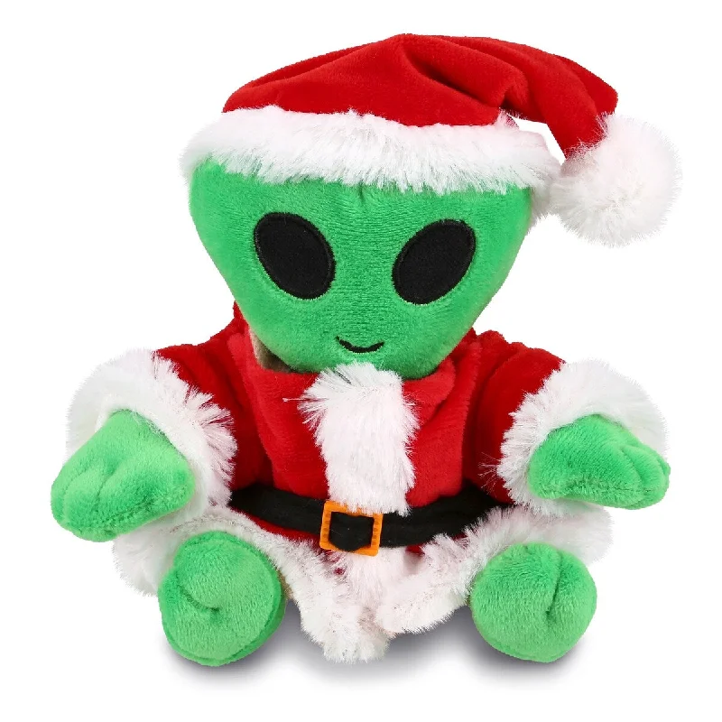 DolliBu Santa Alien Stuffed Animal Plush Toy with Red Santa Outfit - 6 inches