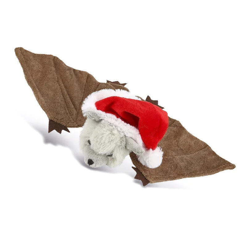 DolliBu Santa Bat Stuffed Animal Plush Toy with Red Santa Claus Hat - 14 inches