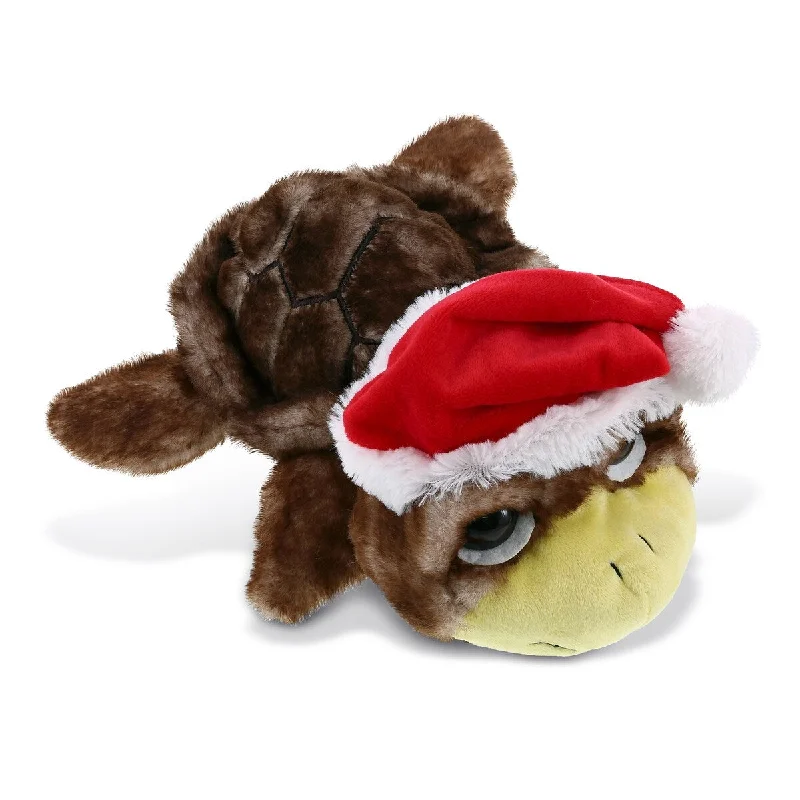 DolliBu Santa Brown Sea Turtle Stuffed Animal Plush with Santa Outfit - 11 inches