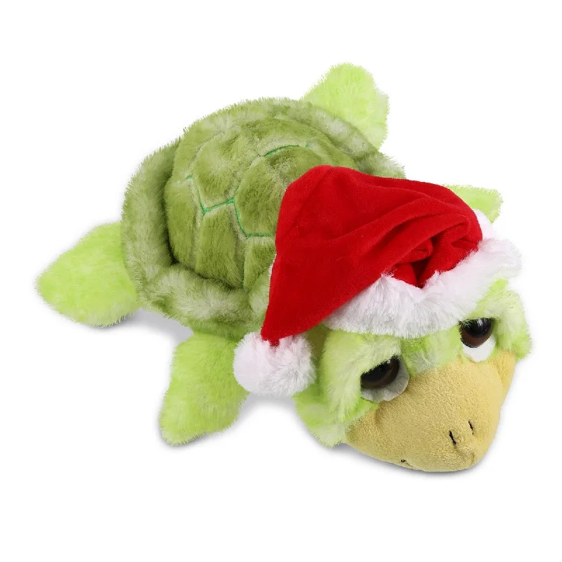 DolliBu Santa Green Sea Turtle Stuffed Animal Plush with Santa Outfit - 11 inches