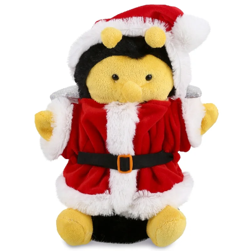 DolliBu Santa Honeybee Stuffed Animal Plush Hand Puppet with Outfit - 9.5 inches