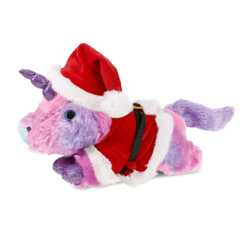 DolliBu Santa Monday Pink Unicorn Stuffed Animal with Red Santa Outfit - 10.5 Inches