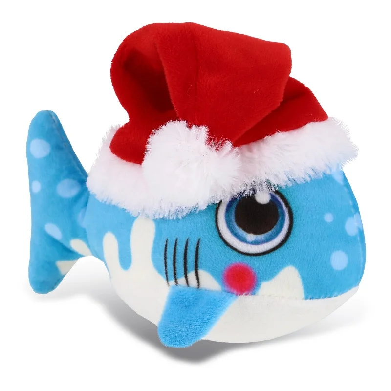 DolliBu Santa Shark Stuffed Animal Plush Toy with Santa Hat Outfit - 6 inches