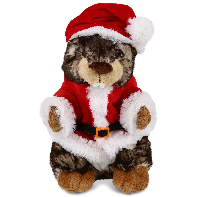 DolliBu Santa Standing Marmot Stuffed Animal Plush with Santa Outfit - 8.5 inches