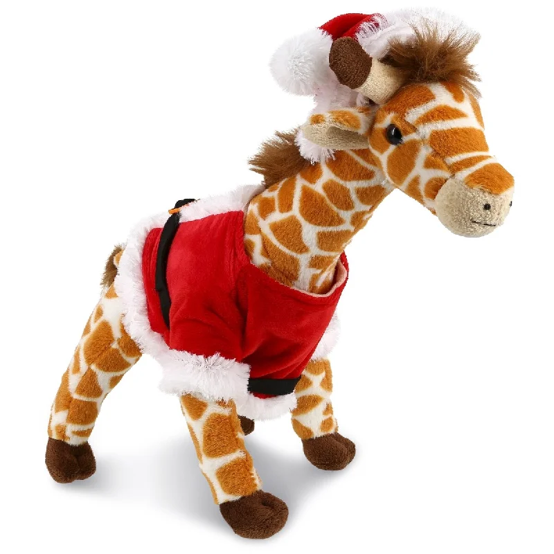 DolliBu Santa Wild Giraffe Stuffed Animal Plush Toy with Santa Outfit - 10 inches