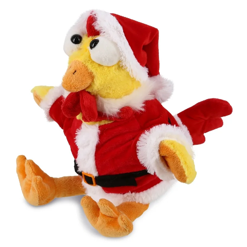 DolliBu Santa Yellow Rooster Stuffed Animal Plush with Santa Outfit - 10.5 Inches