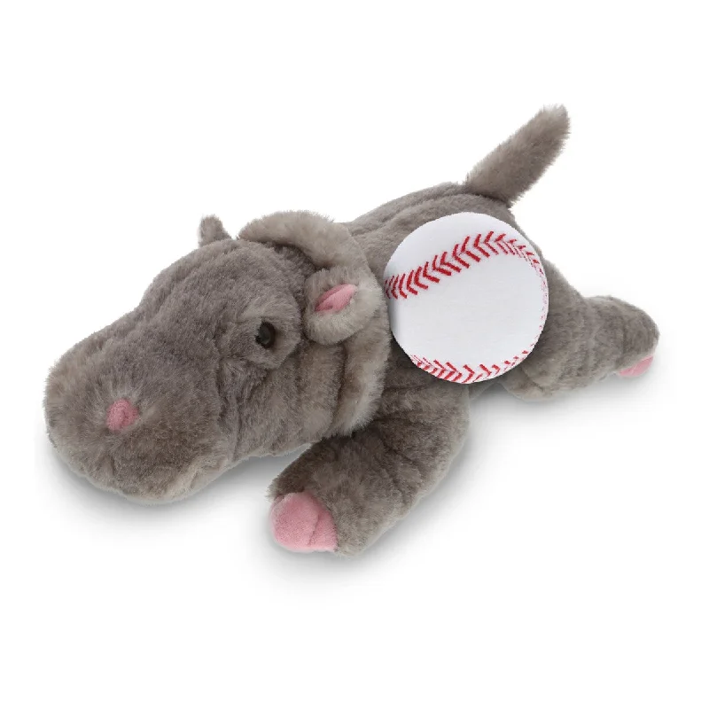 DolliBu Soft Hippopotamus Stuffed Animal with Baseball Plush Toy - 15 inches