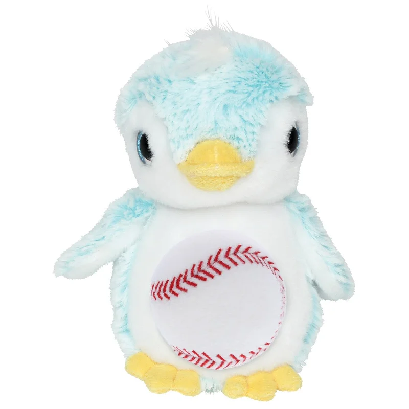 DolliBu Soft Huggable Blue Penguin Stuffed Animal with Baseball Plush - 6 inches