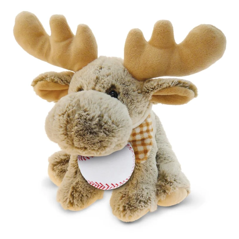 DolliBu Soft Huggable Floppy Moose Stuffed Animal with Baseball Plush - 12 inches