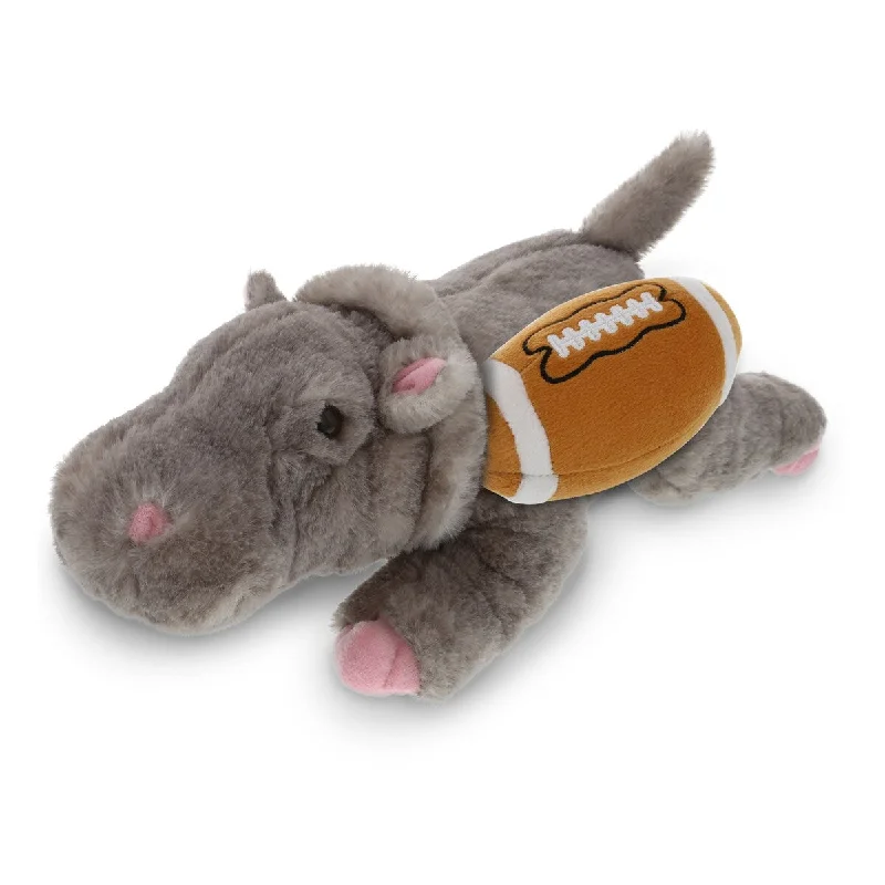 DolliBu Soft Huggable Hippopotamus Stuffed Animal with Football Plush - 11 inches