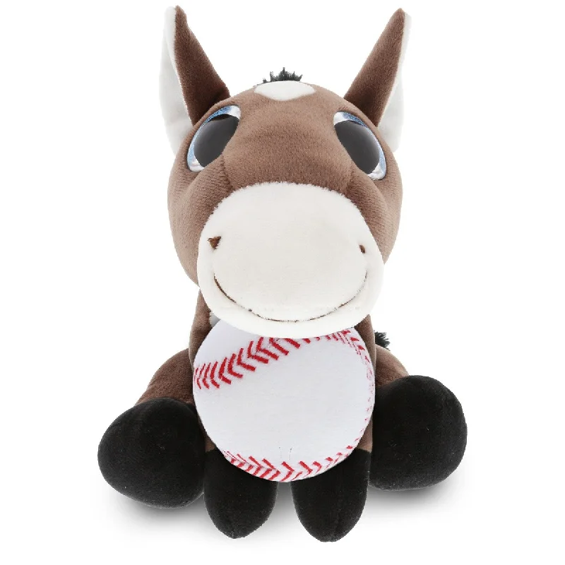 DolliBu Sparkling Eyes Large Horse Stuffed Animal with Baseball Plush - 8 inches