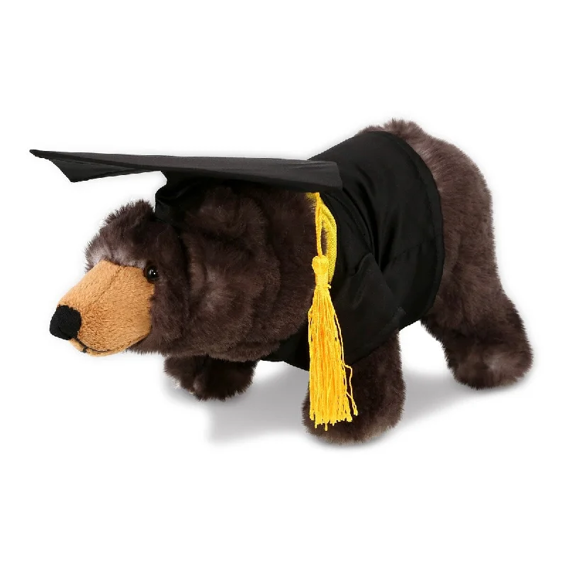 DolliBu Standing Wild Black Bear Graduation Plush with Gown and Cap - 11 inches