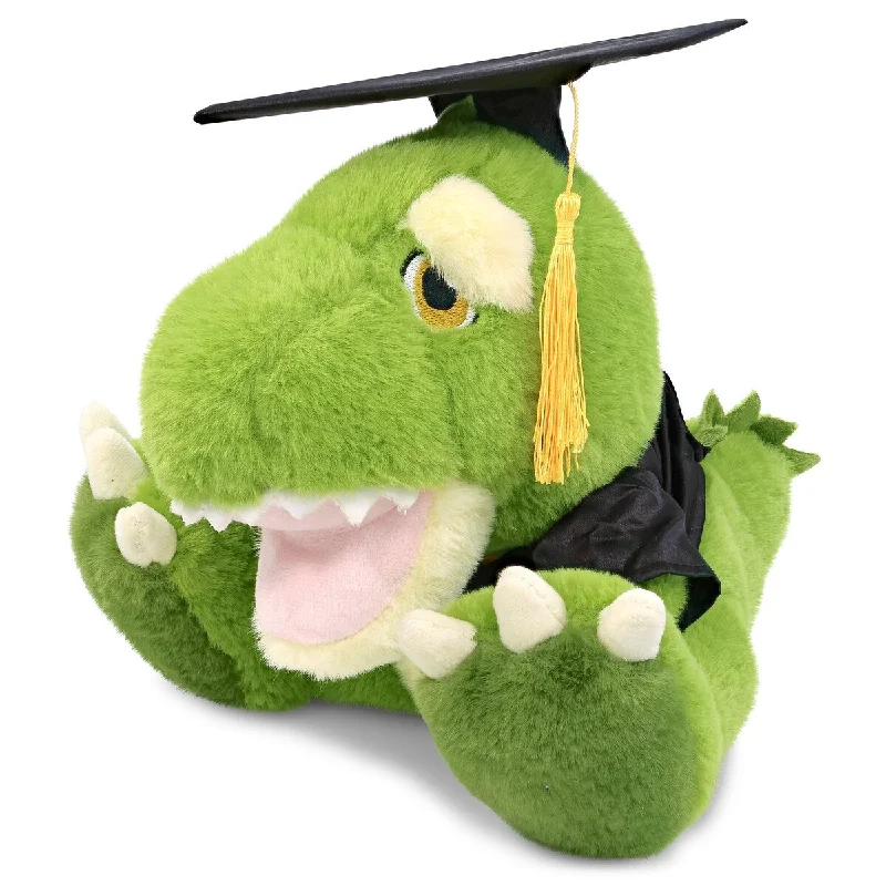 DolliBu T-Rex Dinosaur Graduation Plush with Graduation Gown and Cap - 12 inches