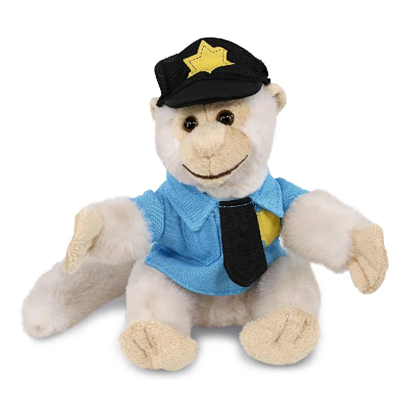 DolliBu White Squirrel Monkey Police Officer Plush w/ Uniform and Cap - 12.5 inches