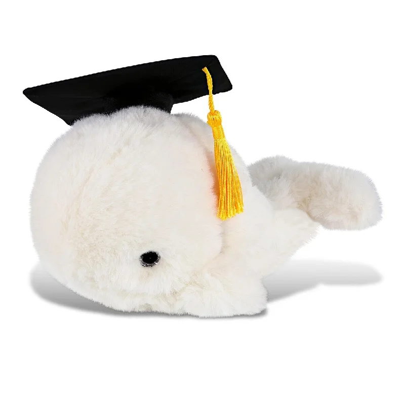 DolliBu White Whale Small Graduation Plush with Cap with Tassel Outfit - 7 inches