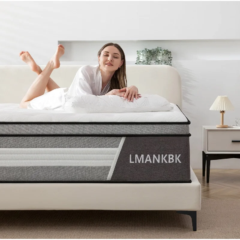 King Mattress, 12 Inch Innerspring Hybrid Mattress in a Box with Gel Memory Foam, Medium Firm Support, 76"*80"*12"