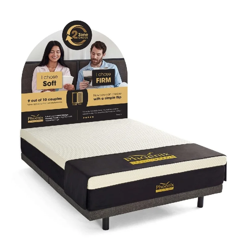 Phoenix Iselect 12-inch Hybrid Adjustable Mattress - 2-Zone Choice - Cooling Gel-Infused Spring + Memory Foam Mattress