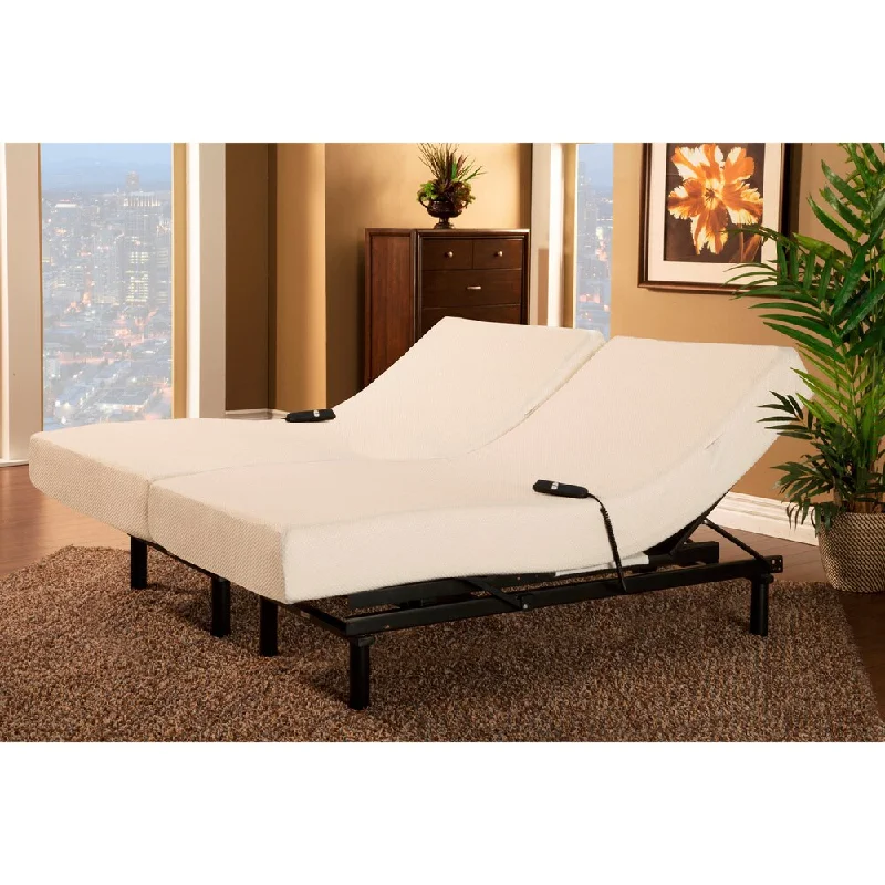 Sleep Zone Loft Single Motor Adjustable Bed with Split King-size Visco Memory Foam Mattress