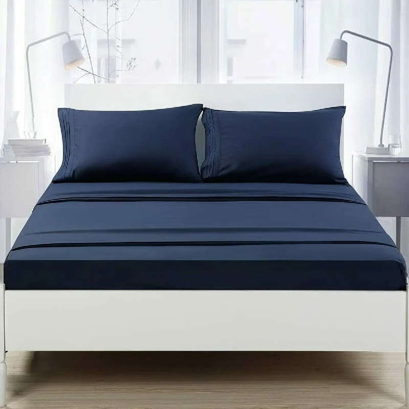 1800 Count 6 Piece Bed Sheet Set Deep Pocket Sheets Twin XL Dark Blue