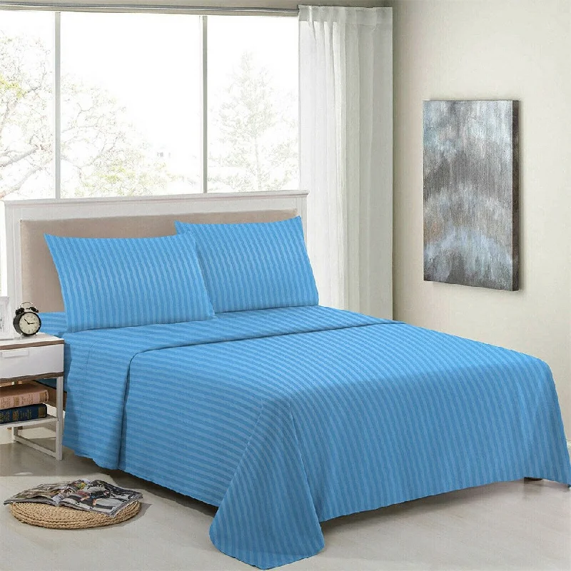 4 Piece Bed Sheets 1800 Count Egyptian Comfort King Blue