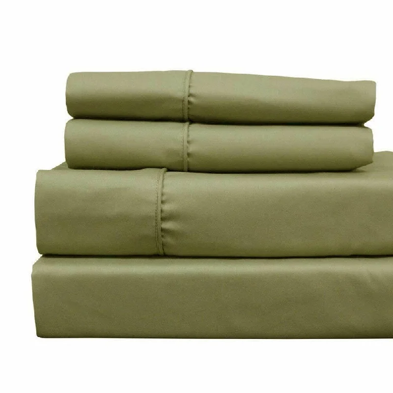 400 Thread Count Linens 4-Piece Set 100% Cotton Full Bed Sheet Green