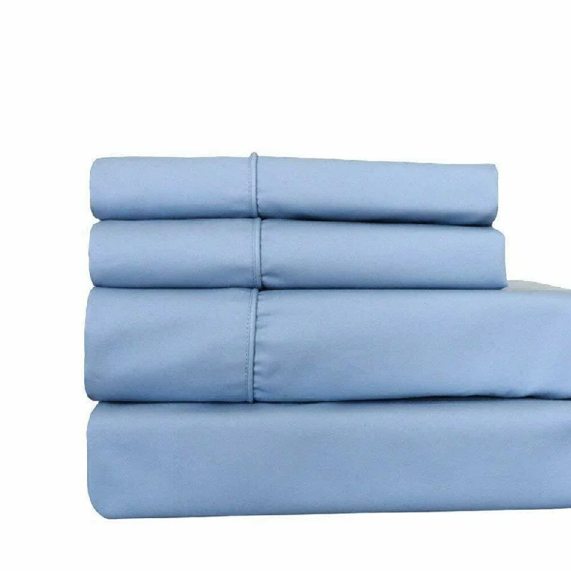 400 Thread Count Linens 4-Piece Set 100% Cotton Queen Bed Sheet Blue