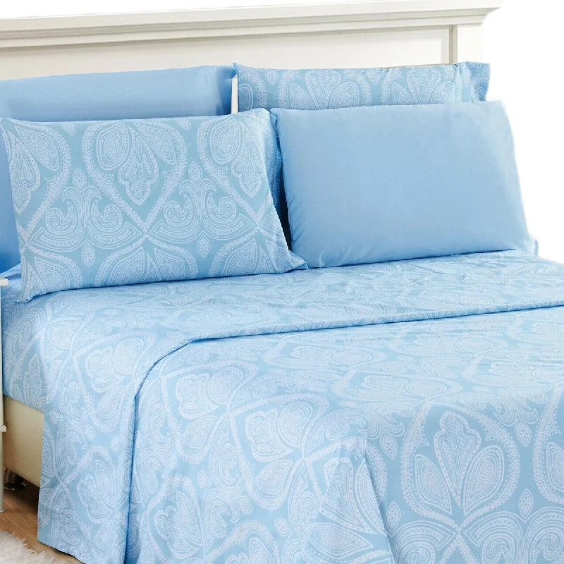 6 Piece Bed Deep Pocket Egyptian Comfort 1800 Sheet Set Twin Blue